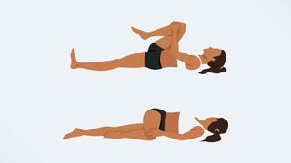 a photo of a woman doing a lower back twist