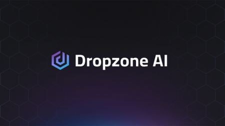 Dropzone AI logo and branding pictured against a dark blue background.