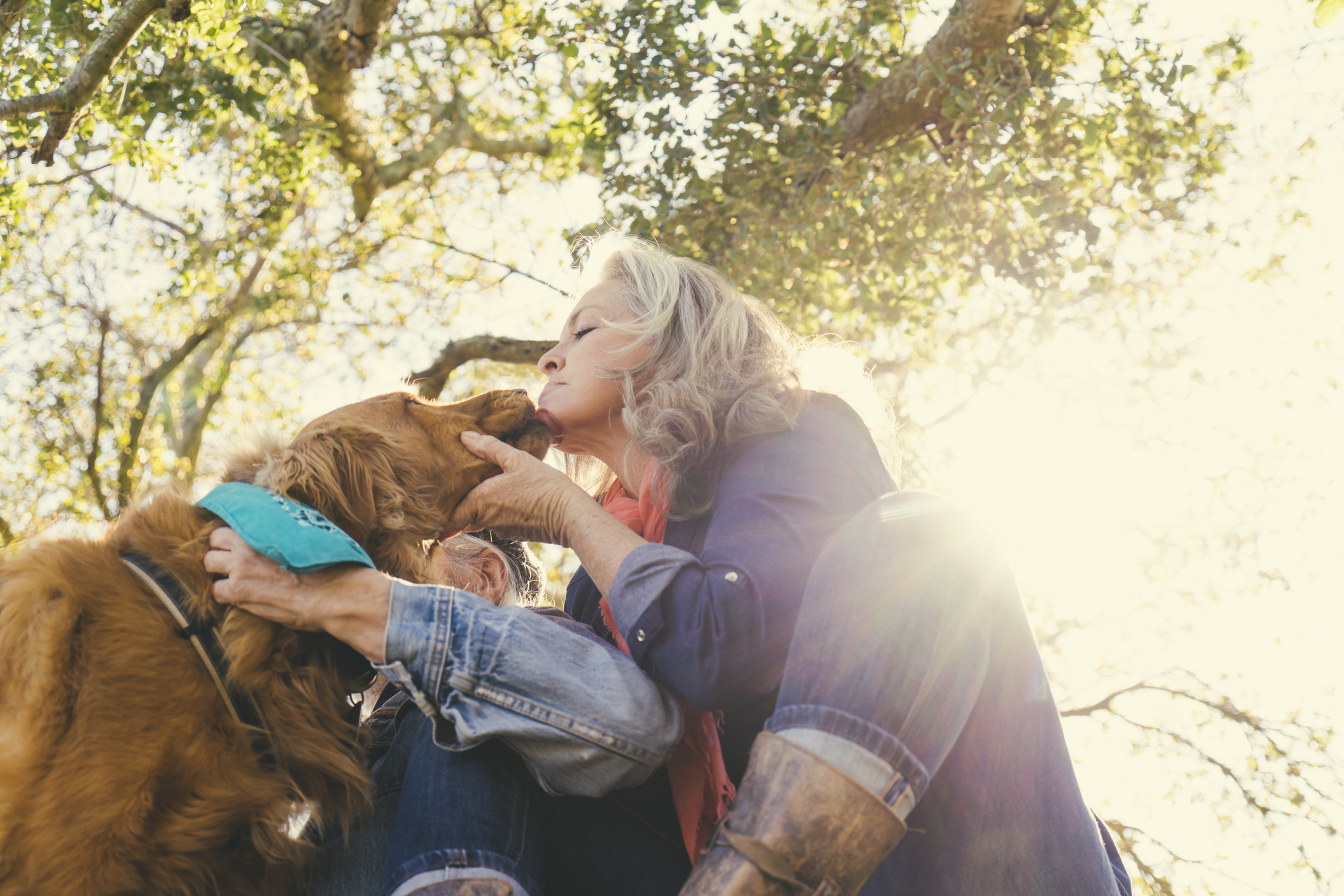 woman with her dog