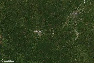 A NASA image shows Alabama before damaging tornadoes struck the area on April 27, 2011..