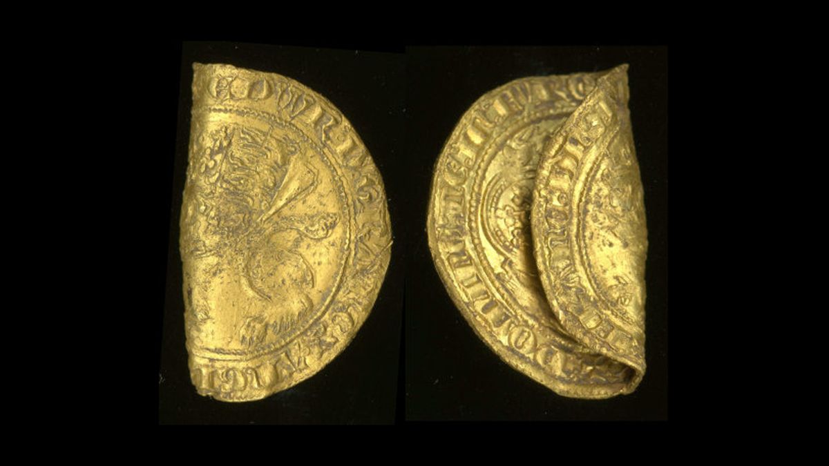 The rare gold leopard coin, which was minted in 1344.