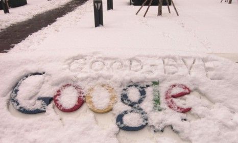 &amp;quot;Good-Bye&amp;quot; is written above a Google logo in Beijing.