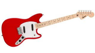 A Squier Sonic Mustang electric guitar