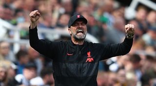 Jurgen Klopp celebrates Liverpool's win at Newcastle on Saturday.