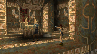 Lara and Natla in a cut-scene
