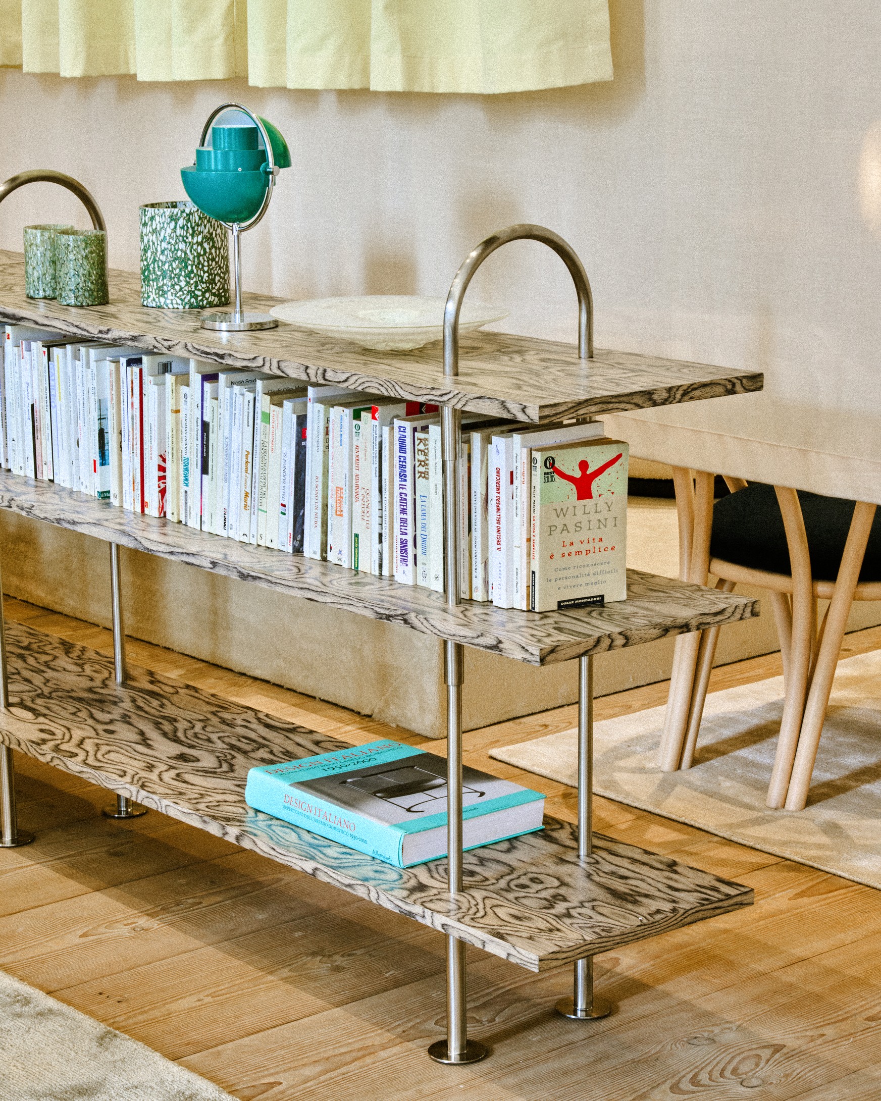 shelving with books and objects