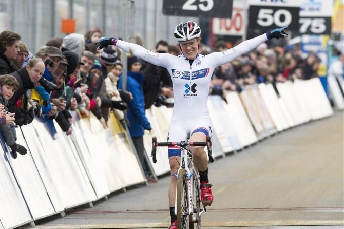 Katie Compton (Trek Cyclocross Collective) soloed to victory in the Heusden-Zolder round of the 'cross World Cup