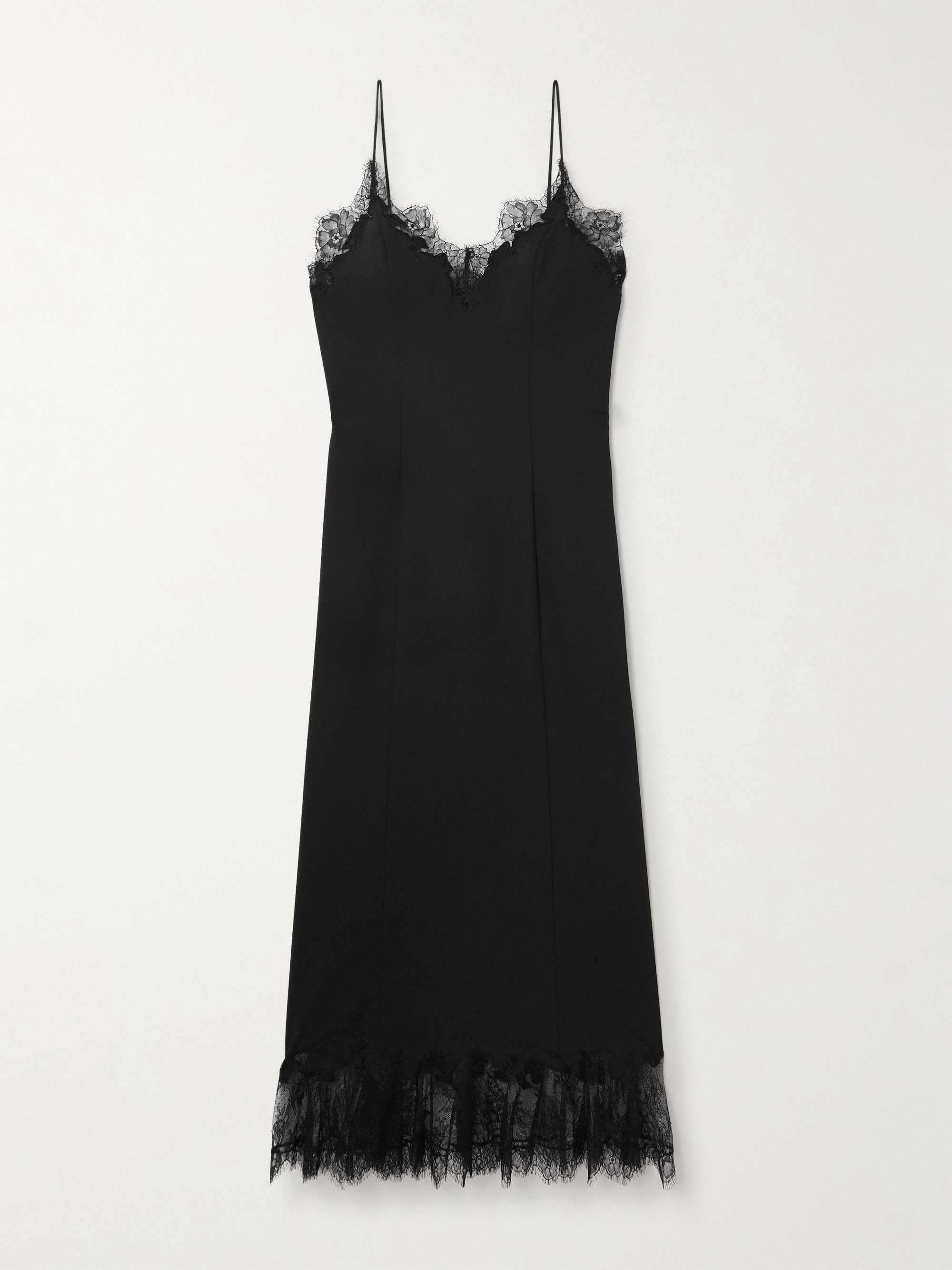 Nadia Lace-Trimmed Satin Midi Dress