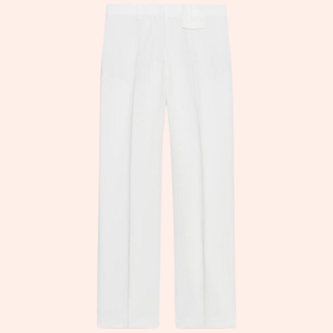 Zara Zw Collection White Straight-Leg Trousers