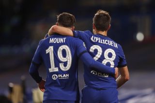 Chelsea's Mason Mount (left) and Cesar Azpilicueta celebrate