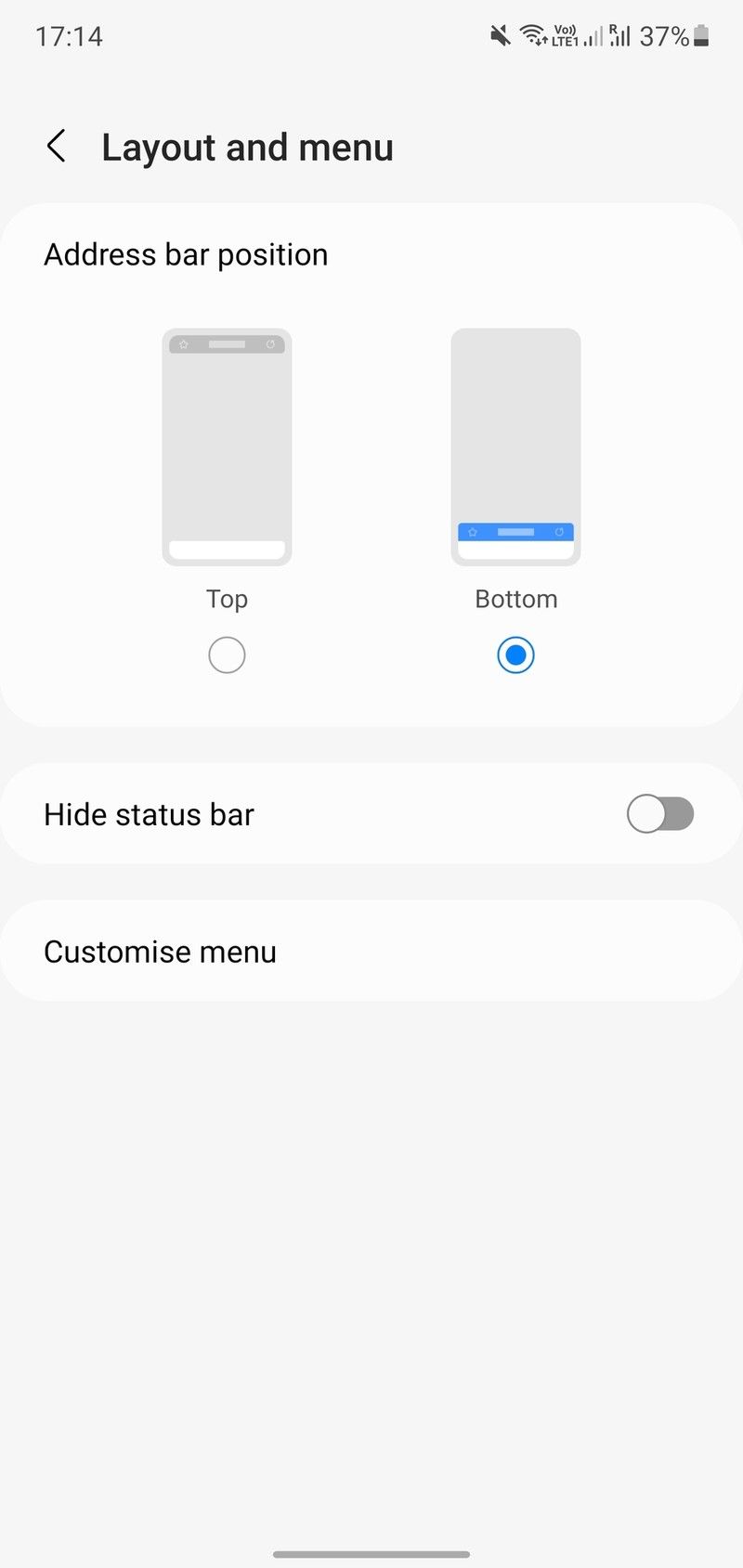 Samsung Internet Beta Address Bar