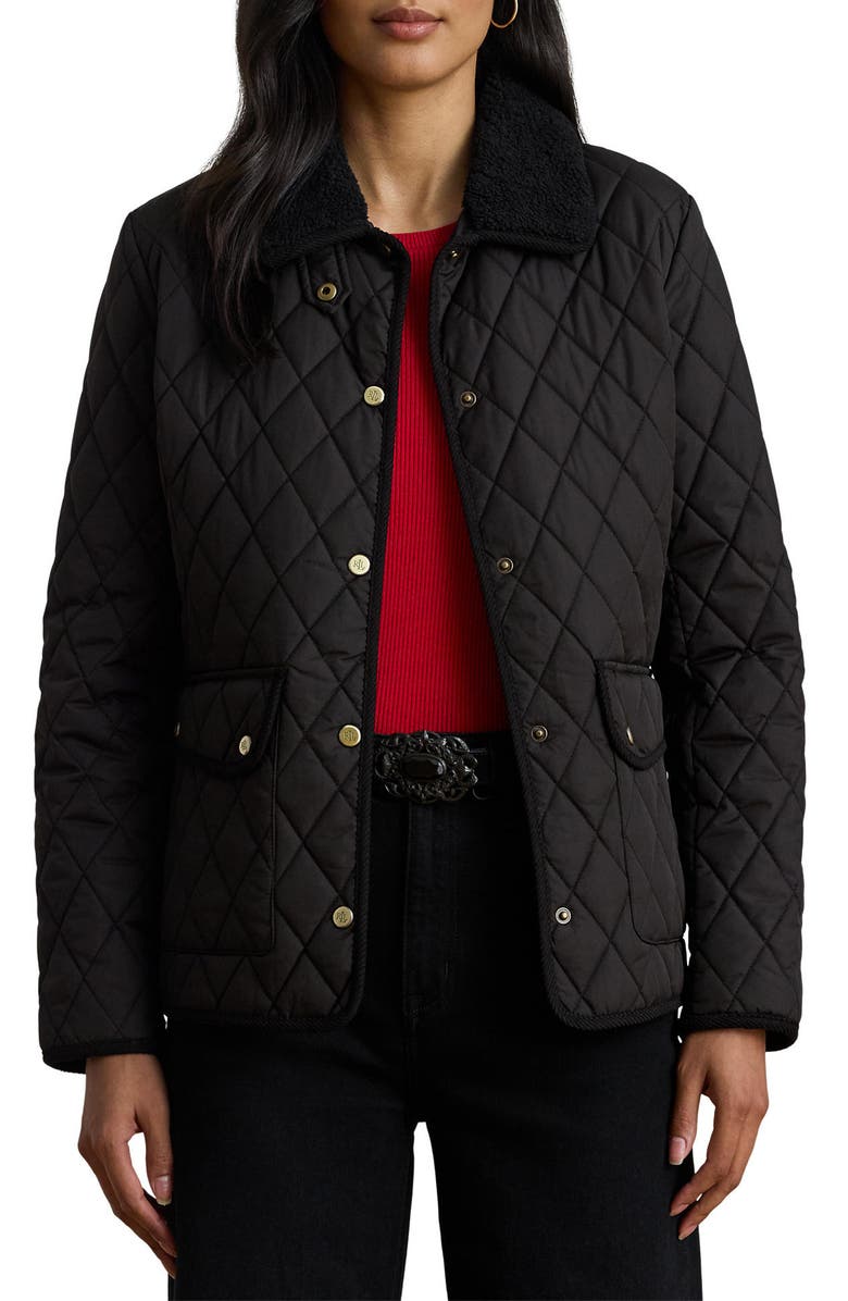 Quilted Faux Shearling Collar Jacket
