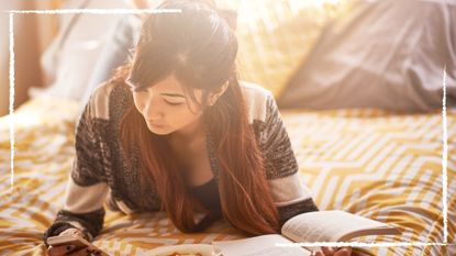 Image of a teen on a bed reading