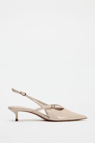 Slingback Faux Patent Kitten Heels