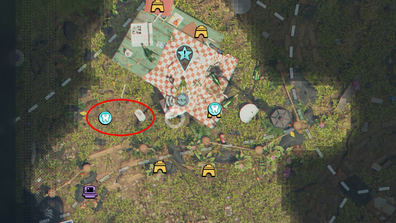Grounded 2 Milk Molar locations: A map highlighting the location of a Milk Molar in a cave near the Picnic Table.