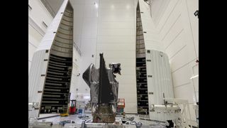 NASA's new asteroid explorer Lucy being readied for launch.