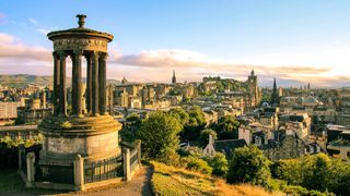 Edinburgh's skyline at dawn as seen from Calton Hill