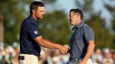Bryson DeChambeau and Rory McIlroy shakes hands after the 2025 Masters