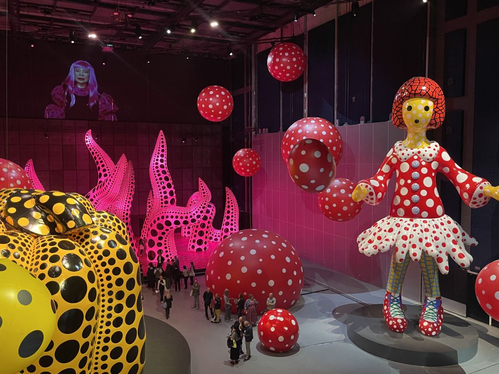 A view from the most famous contemporary Japanese artist, Yayoi Kusama, as she features her sculpture named You, Me and the Balloons during the 2023 Manchester International Festival (MIF23) .