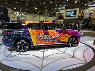 A Spider-Man-themed EV at CES 2024.
