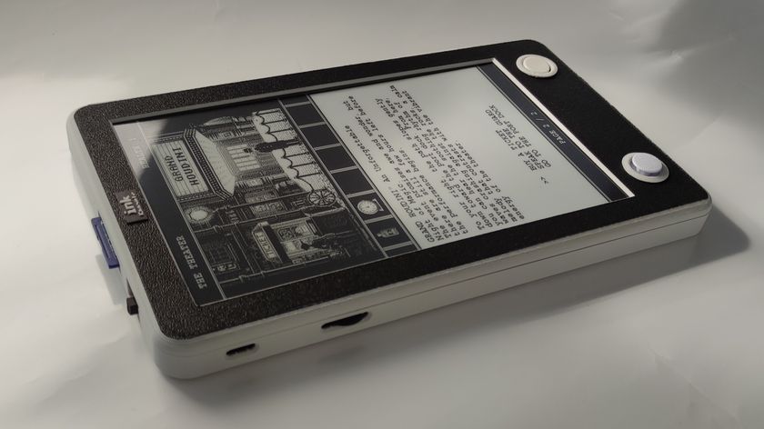 An image of a prototype of the Ink Console e-ink handheld reader/console device