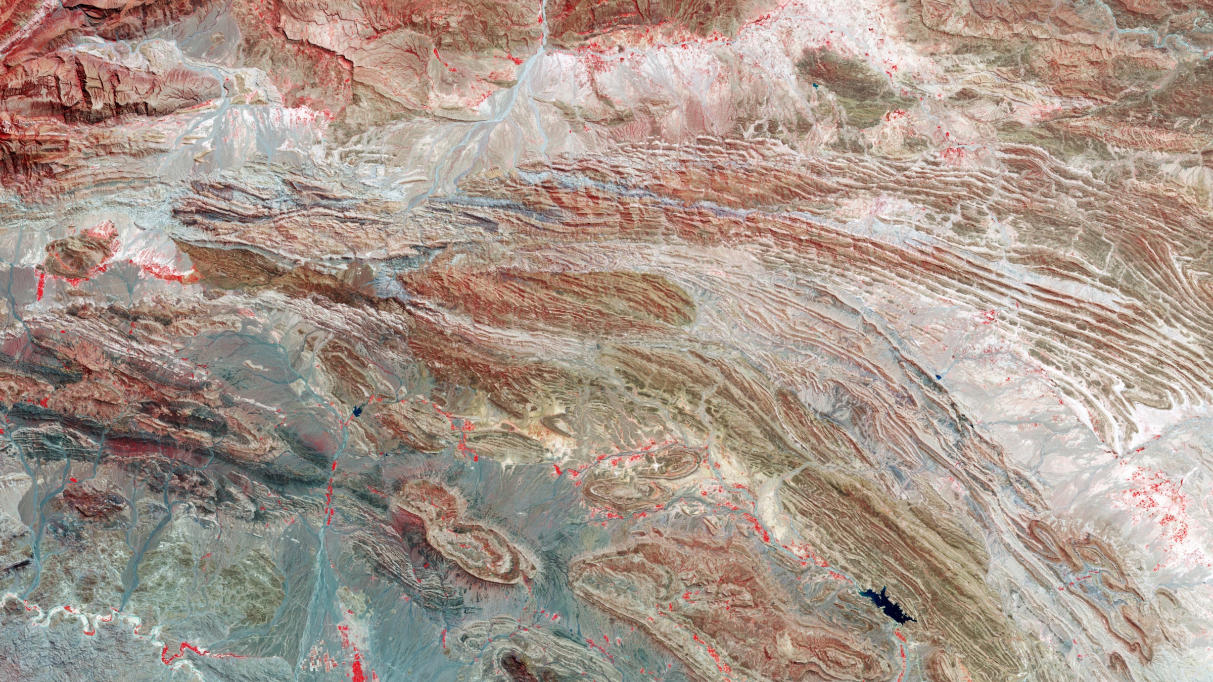 A wide-field image of the Sulaiman Range showing massive tectonic features spread out over a large area