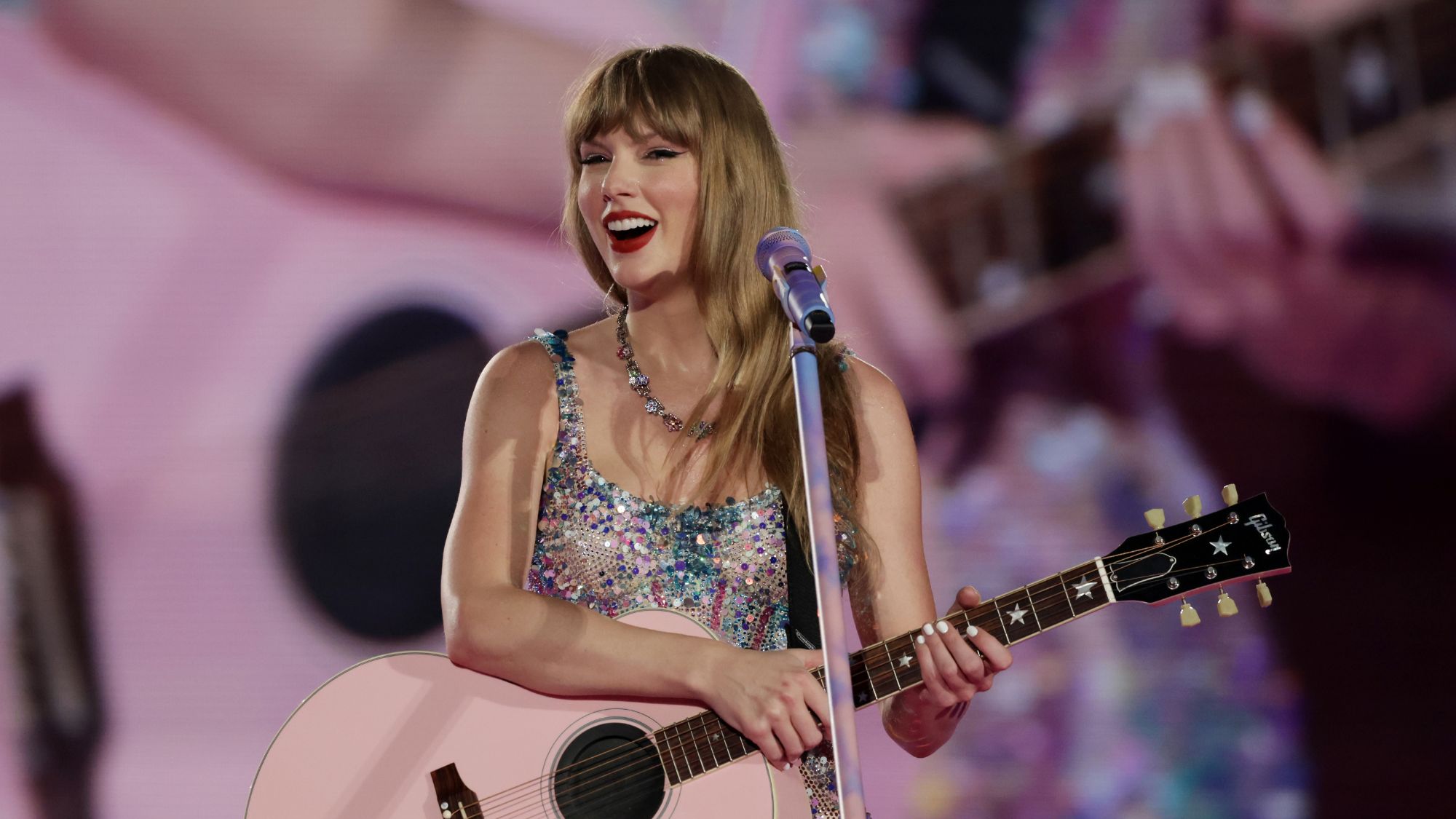 Taylor Swift performs onstage during the Eras Tour