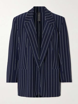 Oversized Pinstriped Stretch-Jersey Blazer