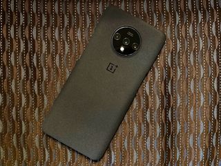 OnePlus 7T with a sandstone case