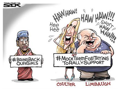 Political cartoon Ann Coulter Rush Limbaugh Nigeria kidnapping