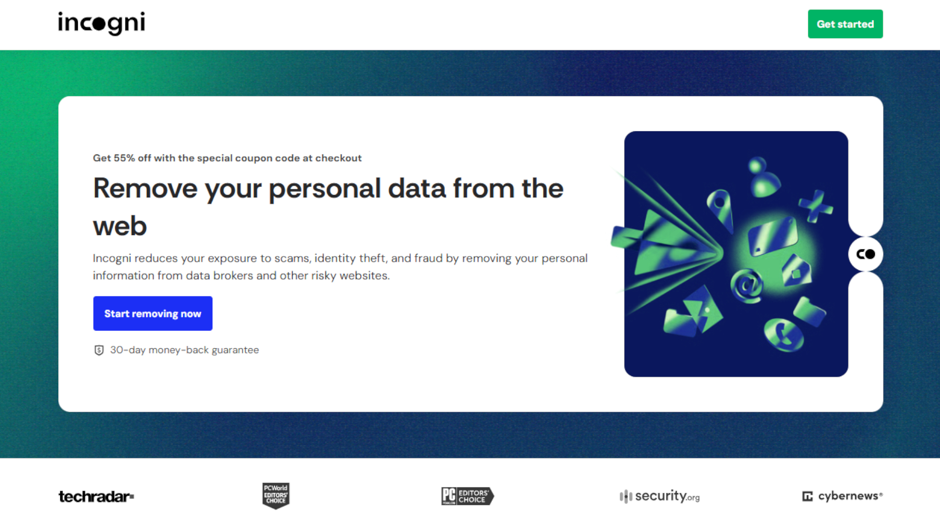 The Incogni landing page for TechRadar readers