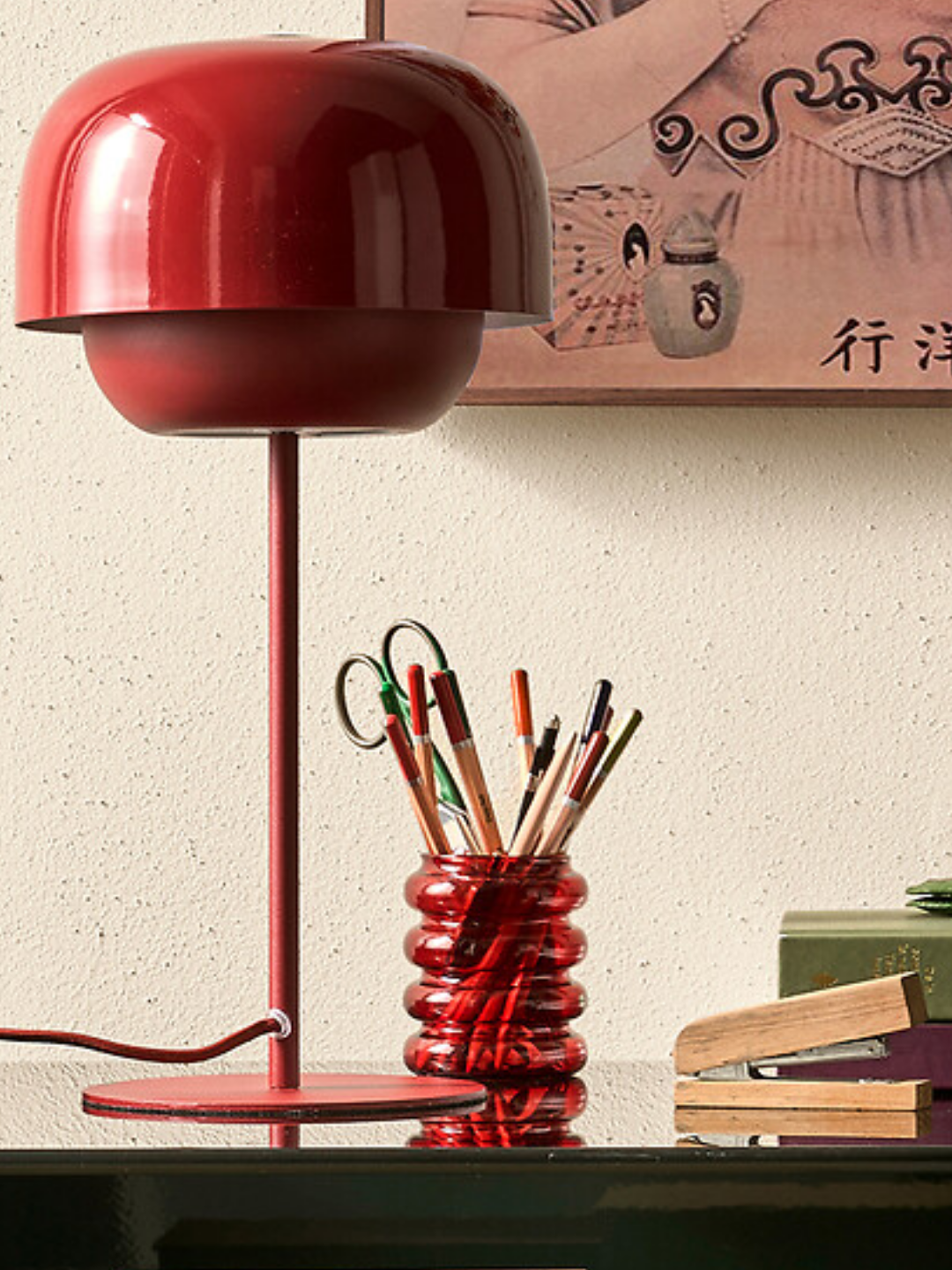 A ribbed red pencil holder from La Redoute