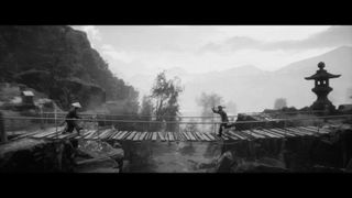 Screenshots from the black and white samurai side-scroller, Trek to Yomi
