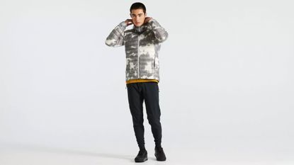 Male wearing the Specialized Packable Down Jacket