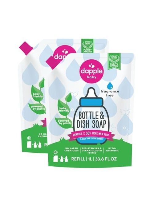 Dapple Baby Fragrance-Free Bottle & Dish Soap Refill Pouch - (2 Pack)