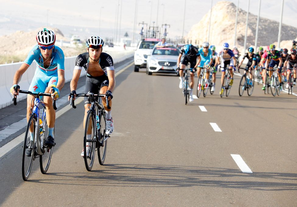 Vincenzo Nibali (Astana) puts in an early attack