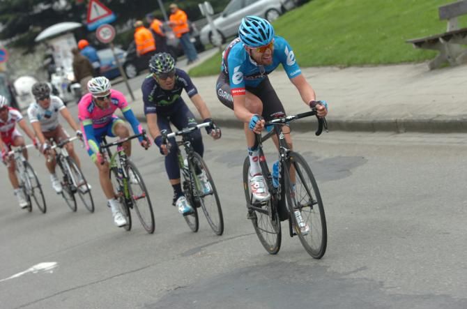 Ryder Hesjedal (Garmin-Sharp) powers the break along