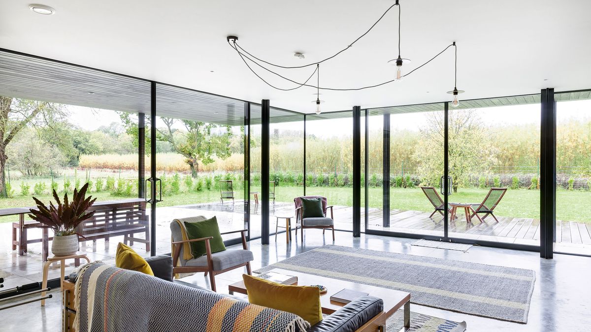 living room with full height glazing
