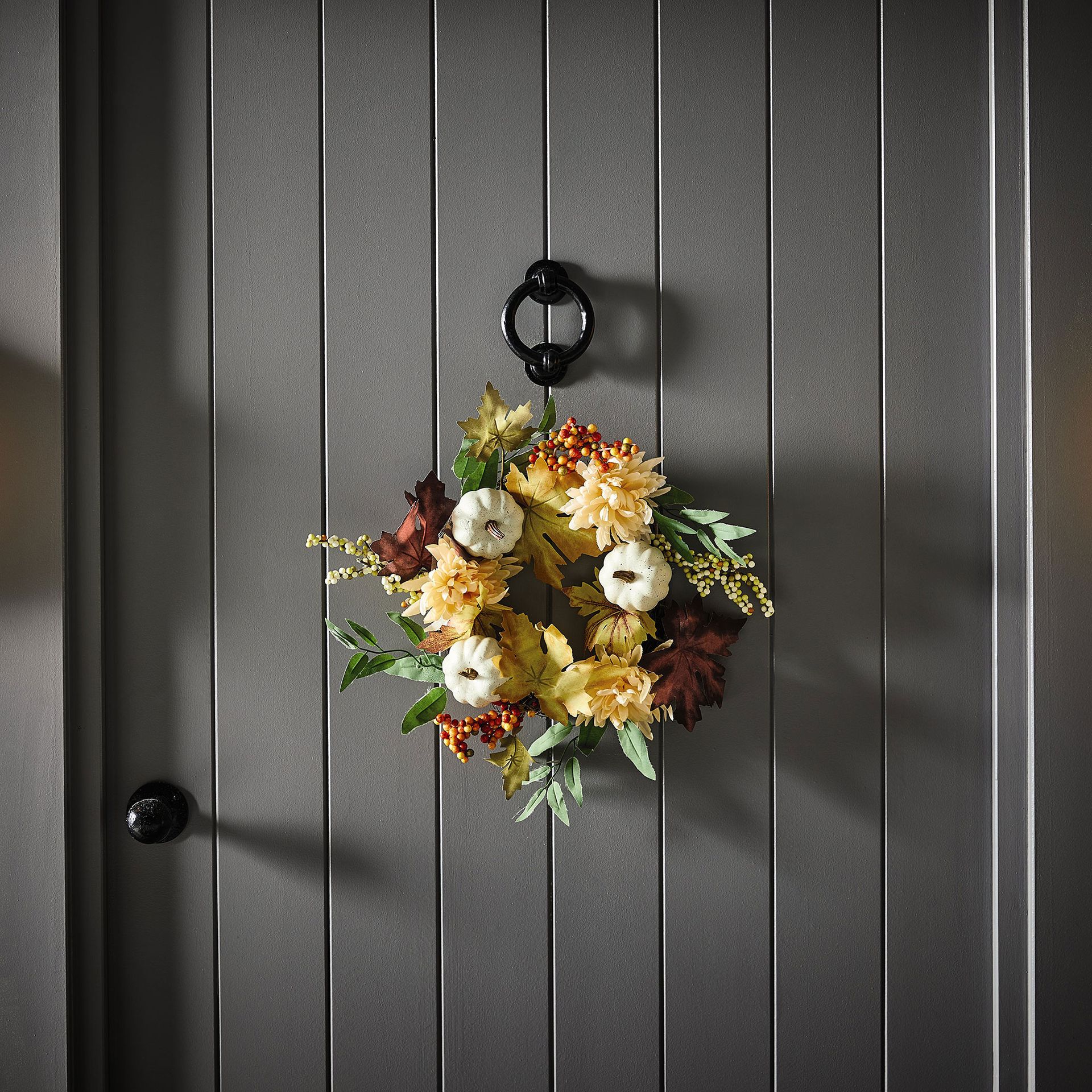 Aldi autumn wreath on door