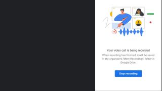 A text block in Google Meet when you're about to start a recording