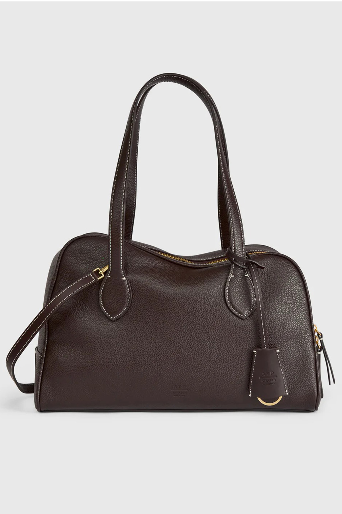 Noale Grained Leather Top Handle Bag