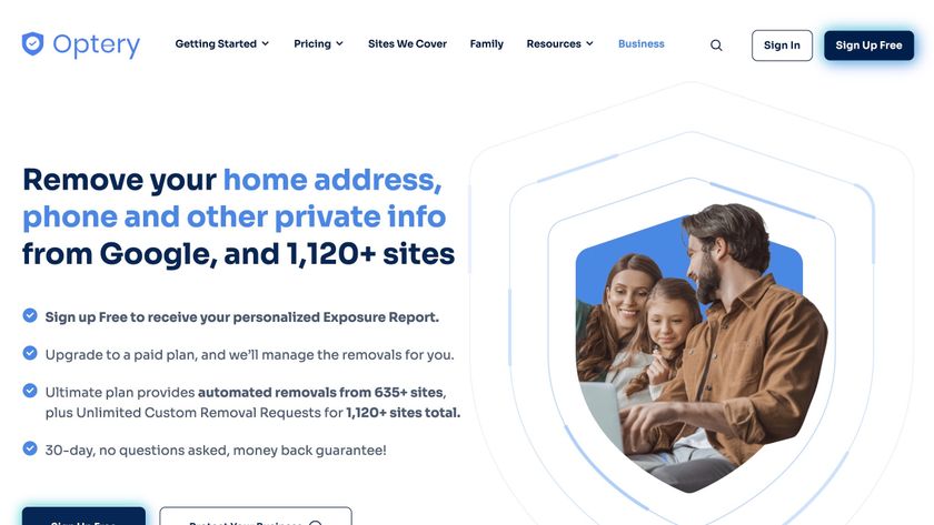 Optery home page January 2026