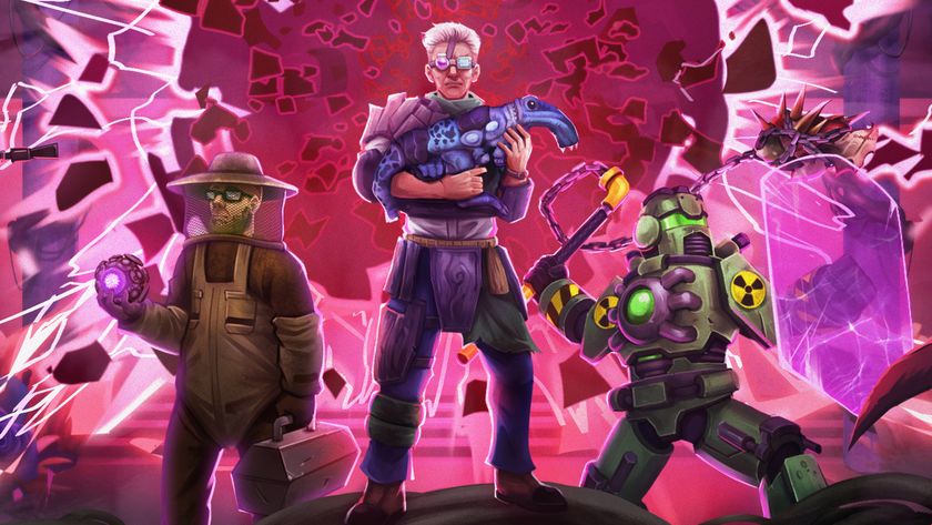 Scientists holding sci-fi weapons