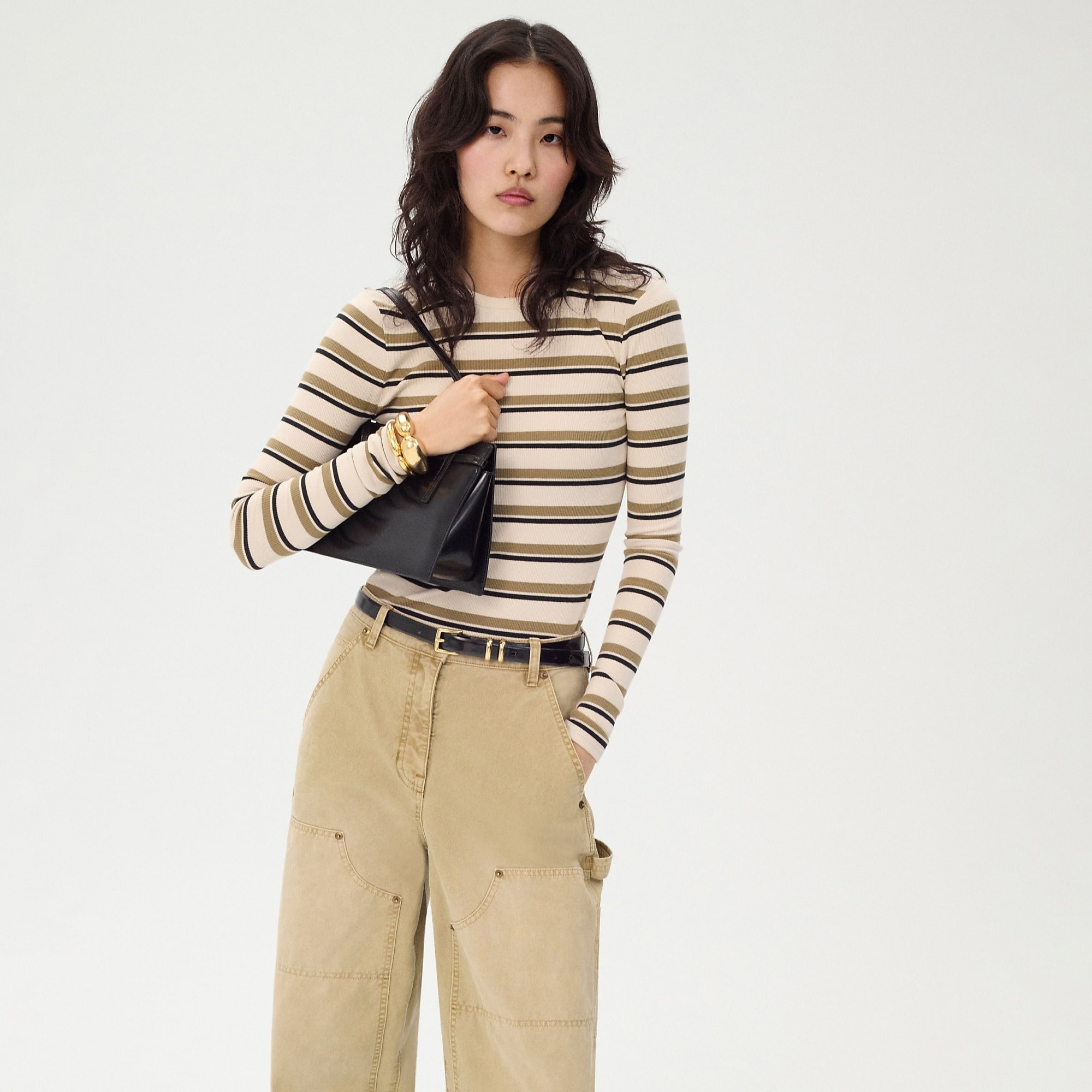 jcrew, Perfect Rib Long-Sleeve T-Shirt in Stripe