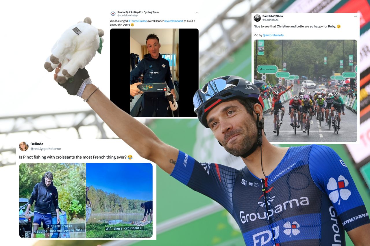 Thibaut Pinot holding a sheep cuddly toy