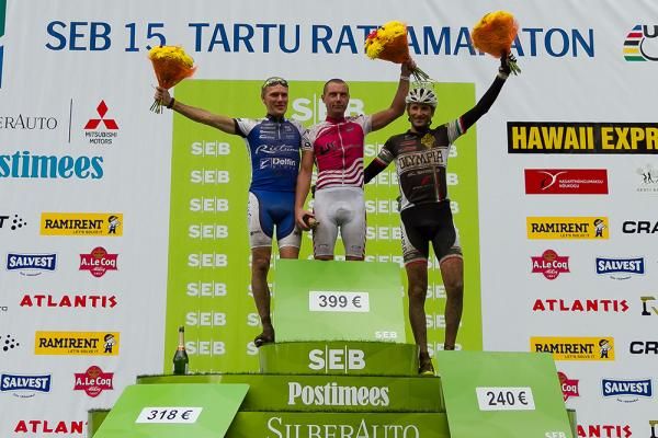 Elite men's podium at the Estonian marathon championships
