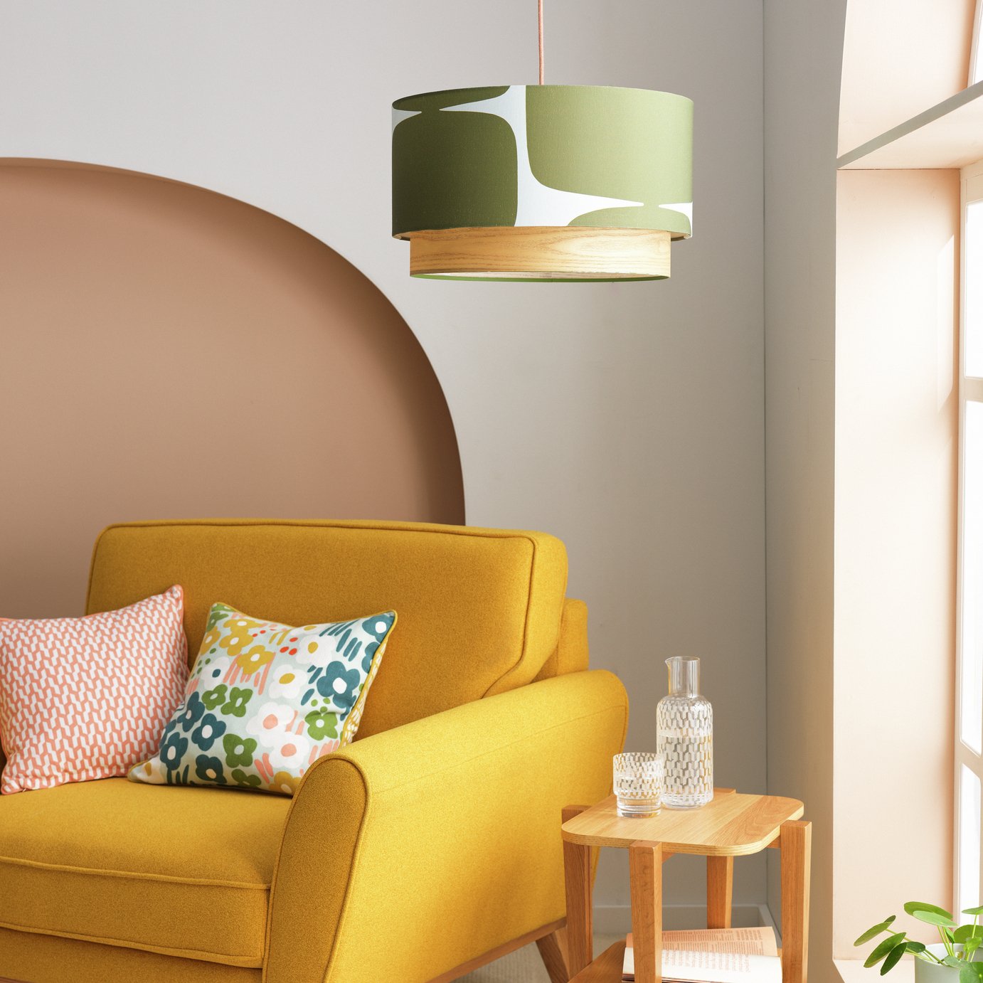 Habitat X Scion Green Lohko 2 Tier Pendant Shade - 45cm