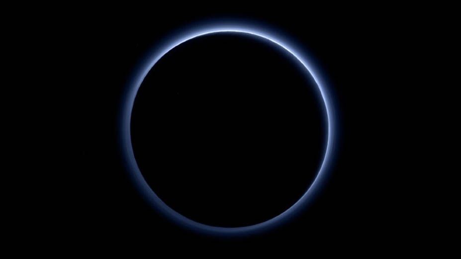 NASA&#039;s New Horizons spacecraft captured this image of the blue haze around the dwarf planet Pluto during its historic flyby in 2015.