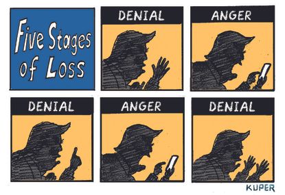 Political Cartoon U.S. Trump loss grief