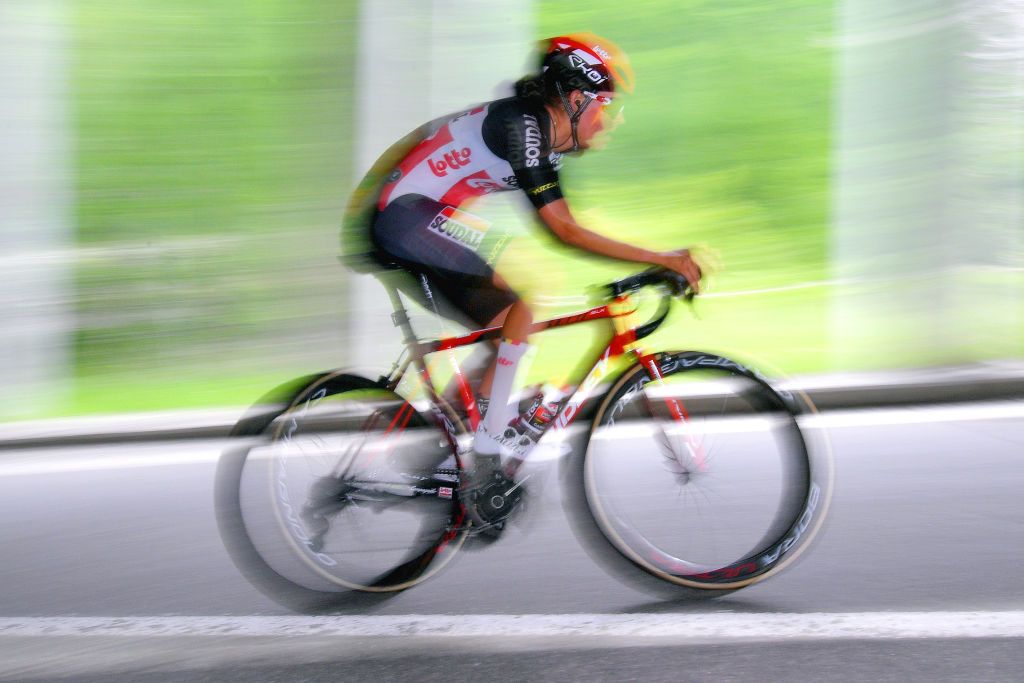 CASCATE DEL TOCE ITALY JULY 05 Danique Braam of Netherlands and Team Lotto Soudal Ladies during the 32nd Giro dItalia Internazionale Femminile 2021 Stage 4 a 112km Individual Time Trial from Fondovalle to Cascate Del Toce 1714m ITT GiroDonne UCIWWT on July 05 2021 in Cascate Del Toce Italy Photo by Luc ClaessenGetty Images